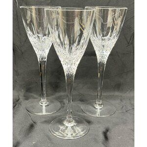 3 Elegant Stuart Cut Crystal Madison Claret Wine Glasses 8 1/4"